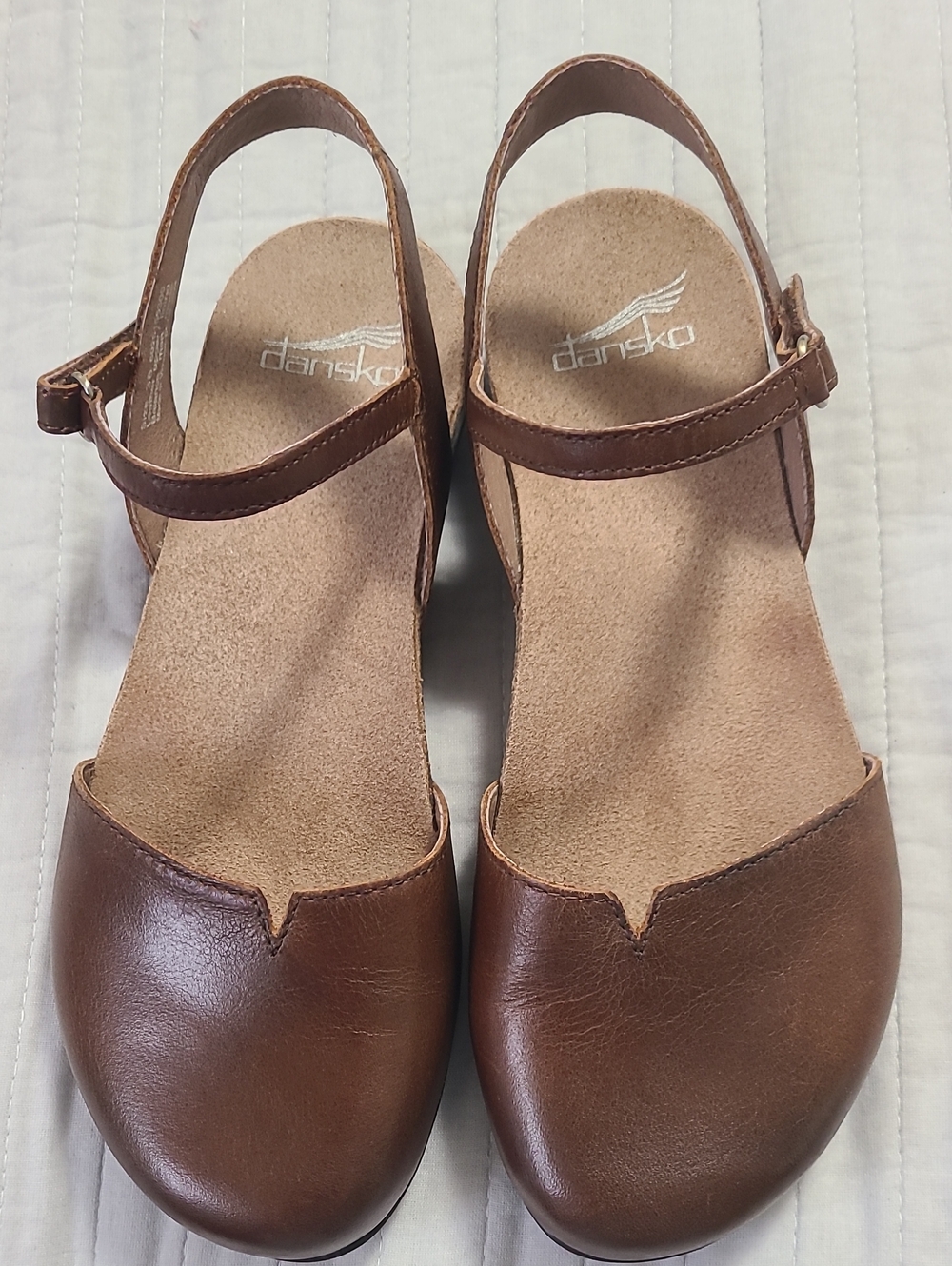 Dansko Rowan Women's Neutral Casual Leather Platform Mary Jane Brown Sz 38